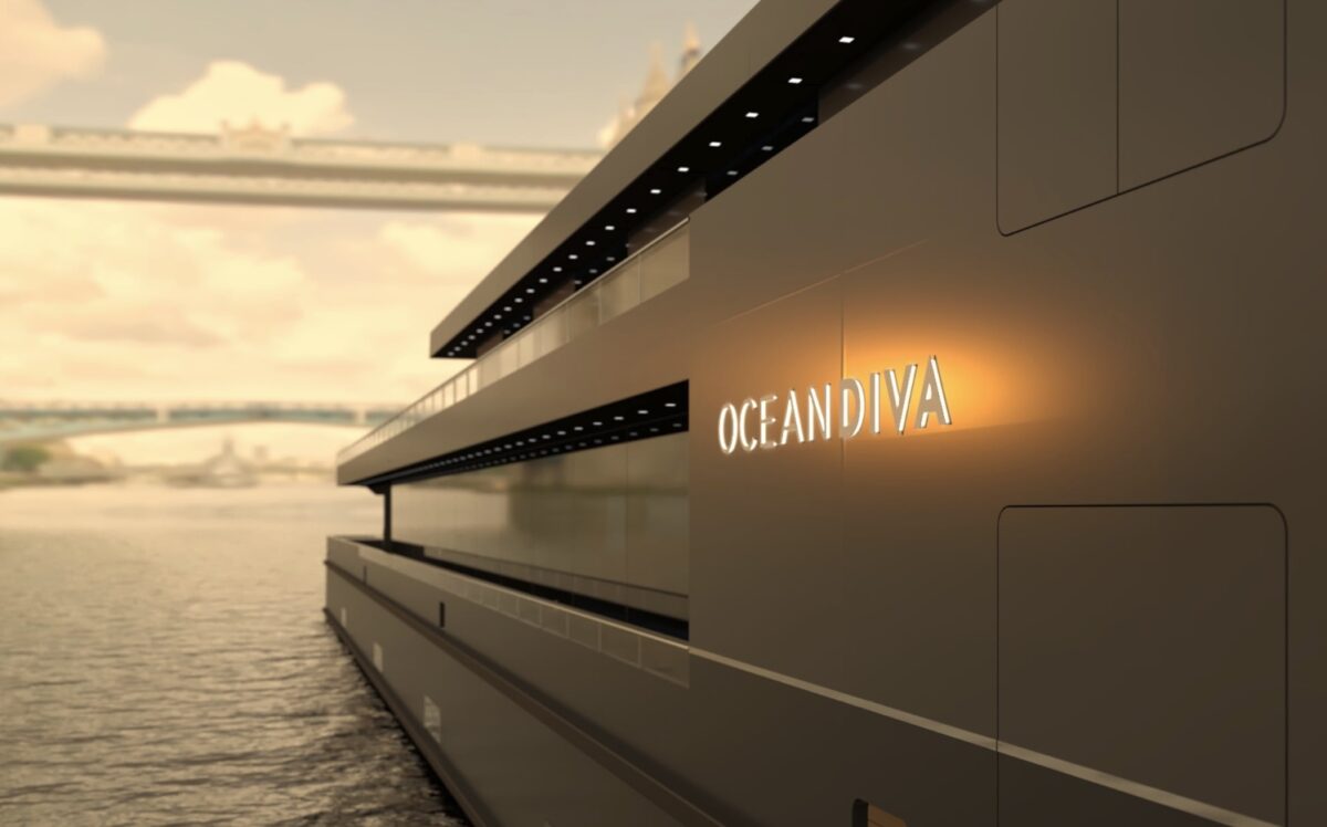 Nasce “Oceandiva”, la modernissima e lussuosissima nave da crociera CO2 neutral che ospiterà eventi sul Tamigi