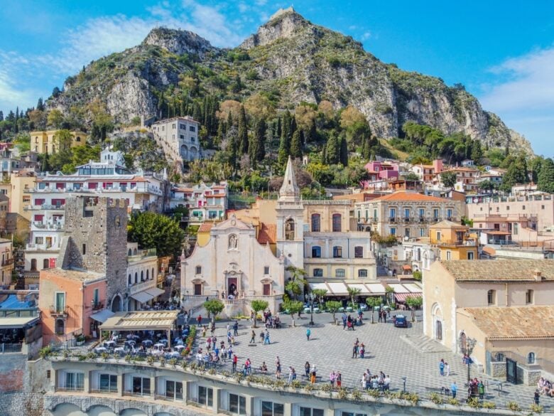 Aerial,Photographs.,View,From,A,Flying,Drone.,Belvedere,Of,Taormina