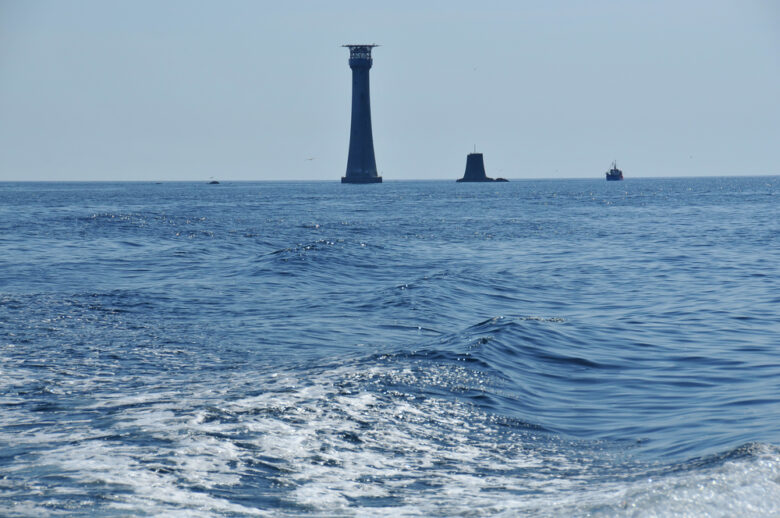 A,Fishing,Boat,Floats,Just,Off,The,Eddystone,Lighthouse,,Fishing