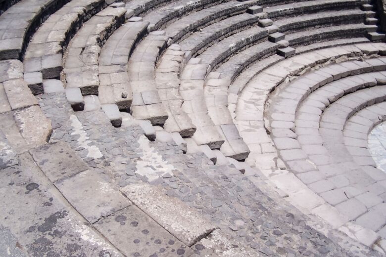 Tiered seating inside the amphitheatre