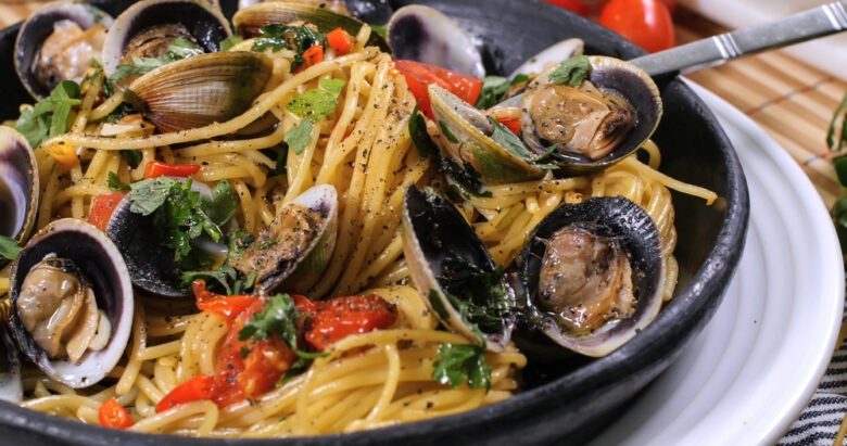 Close,Up,View,Of,Delicious,Italian,Spaghetti,Alle,Vongole,(clams)
