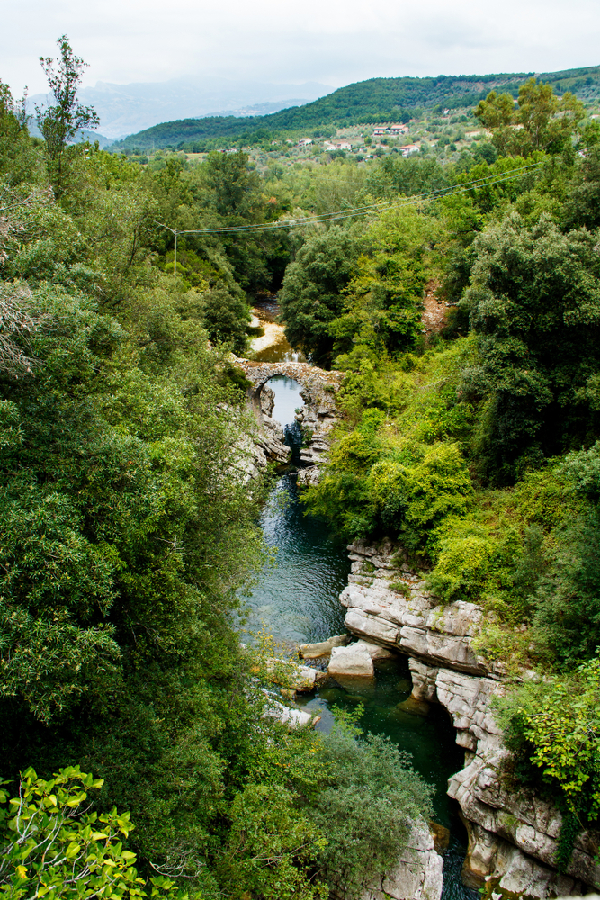 A,Medieval,Bridge,On,Calore,River,Near,Felitto,In,Cilento
