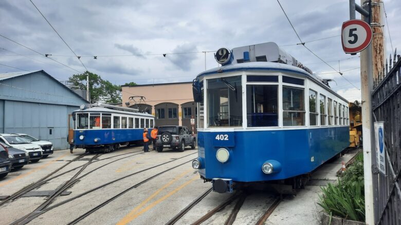 Trieste,,Italy,,May,2,,2023:,Blue,Trams,Servicing,The