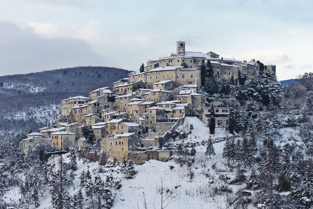 Italian,Medieval,Village,At,Sunset,,After,A,Snowfall Italian,Medieval,Village,At,Sunset,,After,A,Snowfall