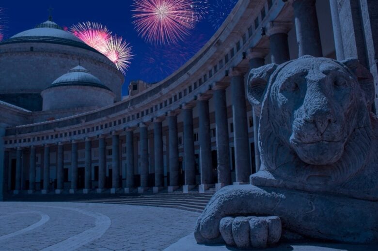 Celebratory,Fireworks,For,New,Year,Over,Plebiscito,Square,Or,Piazza