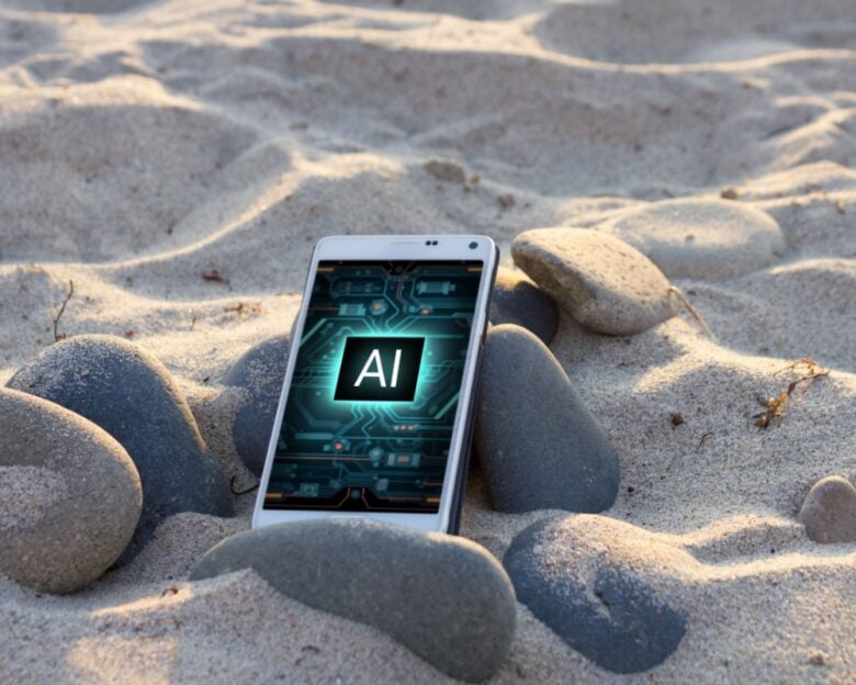 Smartphone AI in spiaggia