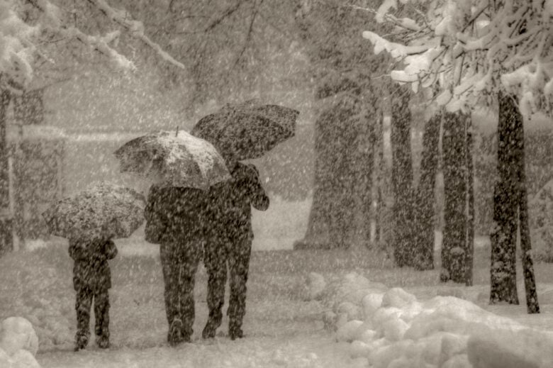 Bufera di neve a Salsomaggiore Terme