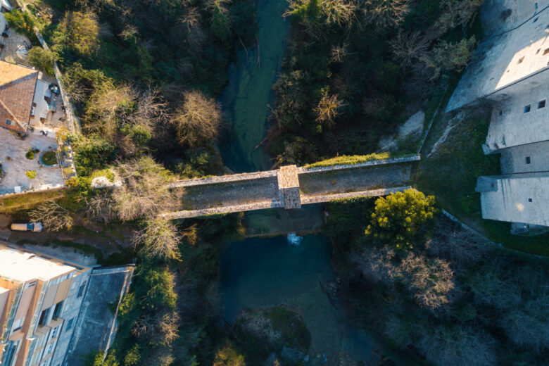 Cecco's,Bridge,(ponte,Di,Cecco),Aerial,Top,Down,View.,Ascoli