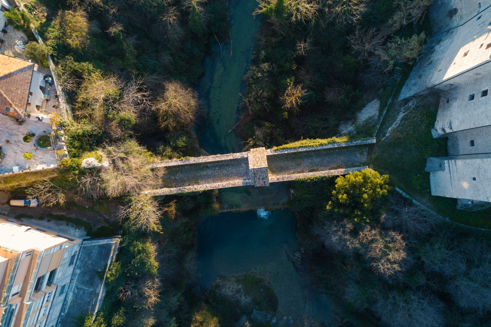 Cecco’s,Bridge,(ponte,Di,Cecco),Aerial,Top,Down,View.,Ascoli