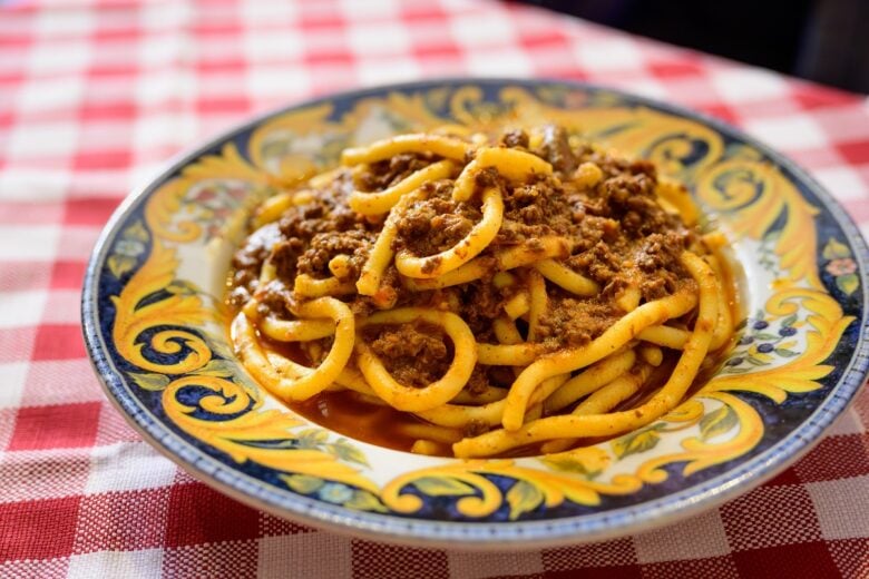 Bigoi,Col,Musso,Or,Bigoli,Con,Ragu,D'asino,Pasta,With
