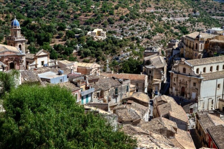 Discover the charm of historic Ragusa, Sicilia with this stunning aerial cityscape showcasing its classic architecture.