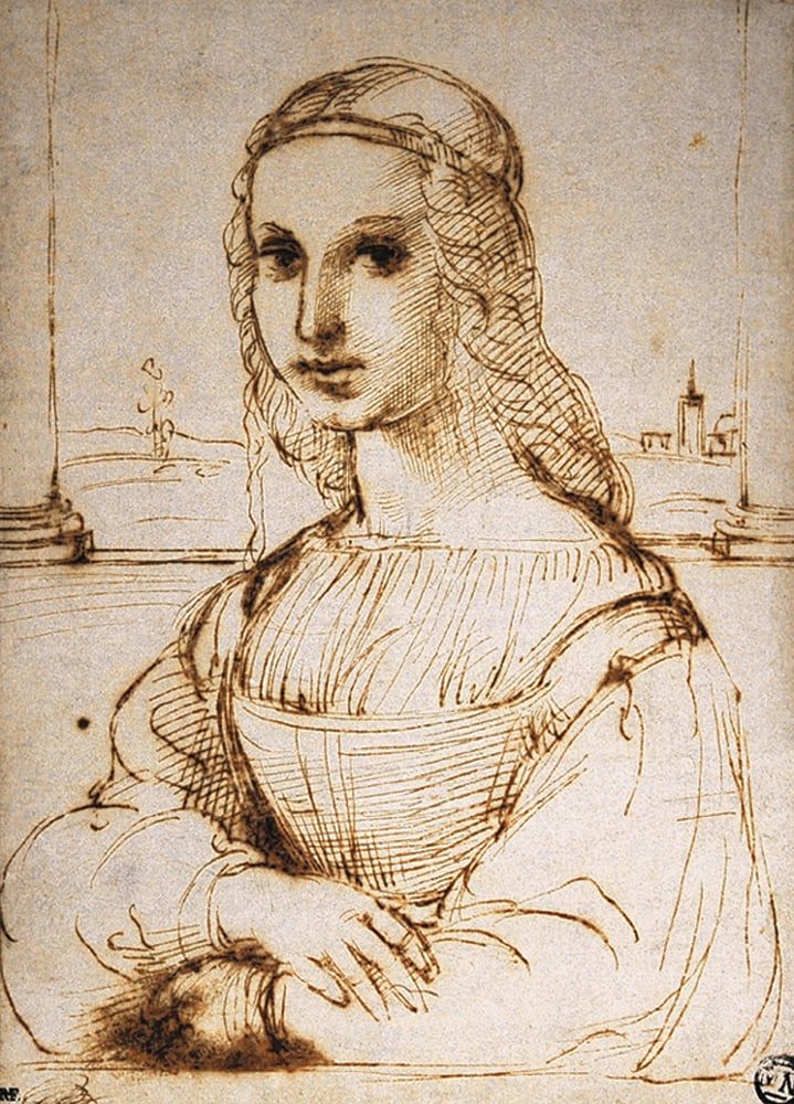 Studio bozza preparatoria della Dama col liocorno di Raffaello Sanzio. Studio bozza preparatoria della Dama col liocorno di Raffaello Sanzio.